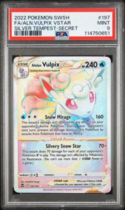2022 POKEMON SWORD & SHIELD SILVER TEMPEST FULL ART/ALOLAN VULPIX VSTAR PSA 9 - Image 1