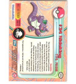 Pokemon 1999 Moderate Play Topps Series 1 1st Print Blue Logo Nidoking 34 - Image 2