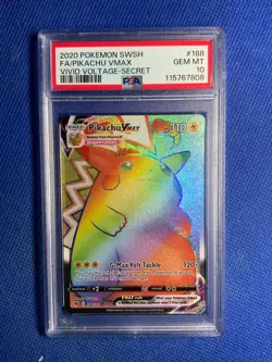 2020 POKEMON SWSH #188 PIKACHU VMAX *VIVID VOLTAGE SECRET PSA 10 - Image 3