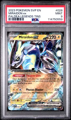 2023 POKEMON SVP EN-SV BLACK STAR PROMO PALDEA LEGENDS TINS MIRAIDON EX PSA 9 - Image 1