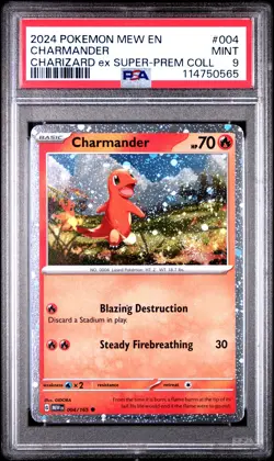 2024 POKEMON MEW EN-151 CHARIZARD EX SUPER-PREM COLL #004 CHARMANDER PSA 9 - Image 1