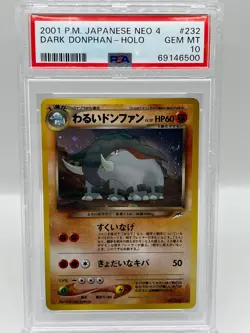 Dark Donphan #232 Neo 4 Destiny Holo Rare Vintage Japanese Pokemon Card PSA 10 - Image 1