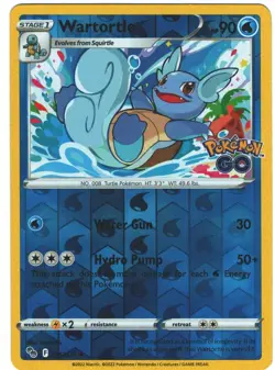 Wartortle 16/78 Pokemon GO Reverse Holo Uncommon Pokemon TCG Card 016/078 - Image 1
