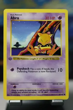 Pokemon Card TCG Abra Shadowless Base Set 1st Edition Common 43/102 LP - Image 1
