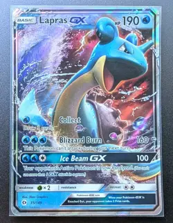 Lapras GX Sun & Moon Base Set #35 (2017) Ultra Rare Pokemon Card - Near Mint - Image 1