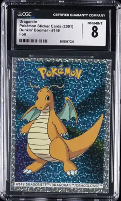 2001 POKEMON STICKER CARDS DUNKIN BOOMER - FOIL #149 DRAGONITE CGC 8 - Image 1