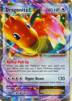 Moderately Played, English Pokemon Holo Dragonite-EX - 72/108 - Holo Rare ex XY - Image 1