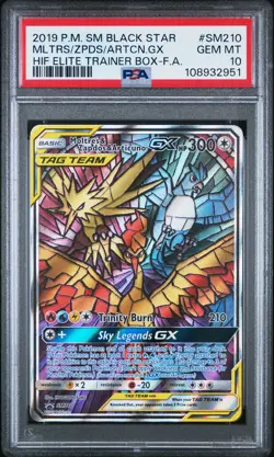 2019 POKEMON SM BLACK STAR PROMO FULL ART/MOLTRES & ZAPDOS & ARTICUNO GX PSA 10 - Image 1