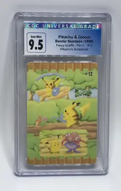 CGC 9.5 Blue Pikachu & Gloom Pokemon Bandai Sealdass Fancy Graffiti #12 Part 1 - Image 1