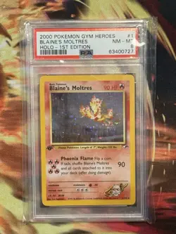 Pokemon 2000 Gym Heroes Holo 1st Edition Blaine's Moltres - PSA 8 - 3 Swirls - Image 1