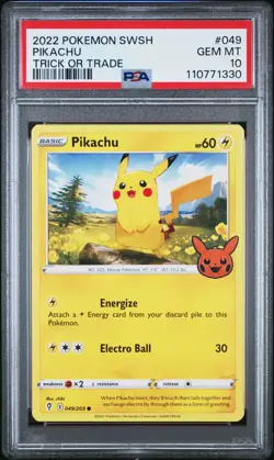 2021 POKEMON SWORD & SHIELD EVOLVING SKIES TRICK OR TRADE 2022 PIKACHU PSA 10 - Image 1