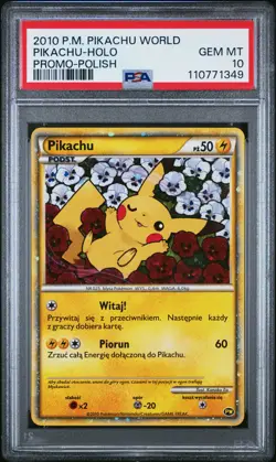 2010 POKEMON PIKACHU WORLD PROMO POLISH PIKACHU-HOLO PSA 10 - Image 1