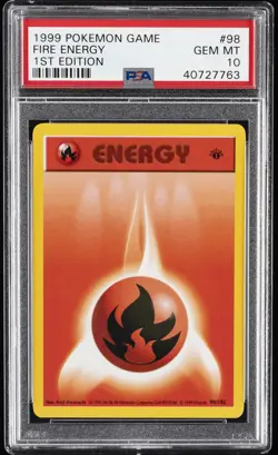 1999 POKEMON BASE SET 1ST EDITION #98 FIRE ENERGY PSA 10 - Image 1