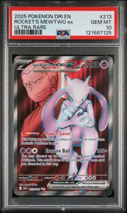 2025 Pokemon DRI EN Team Rocket’s Mewtwo EX Ultra Rare #213 PSA 10 Gem Mint - Image 1