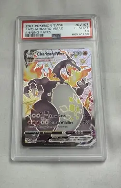 PSA 10 GEM MINT Charizard VMax Shining Fates SV107/SV122 Pokemon Card - Image 1