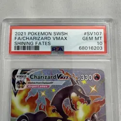PSA 10 GEM MINT Charizard VMax Shining Fates SV107/SV122 Pokemon Card - Image 2