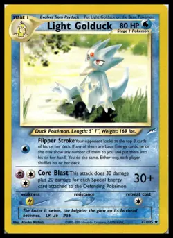 Vintage Light Golduck 047/105 Neo Destiny Pokemon Card WOTC | NM - Image 1