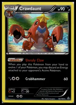 Crawdaunt 92/160 XY Primal Clash Holo Rare Pokemon Card | LP - Image 1