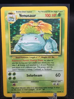 Pokemon TCG Venusaur Holo Rare Card 15/102 Base Set, Unlimited 1999 Vintage - Image 3