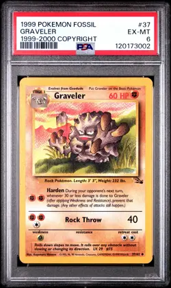 1999 POKEMON FOSSIL 1999-2000 COPYRIGHT #37 GRAVELER PSA 6 - Image 1