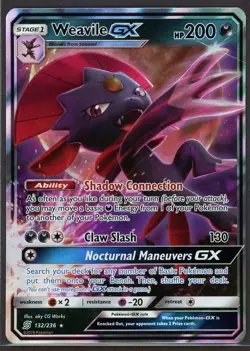 Weavile GX - 132/236 - Ultra Rare Unified Minds Pokemon Card Light Played - Image 1