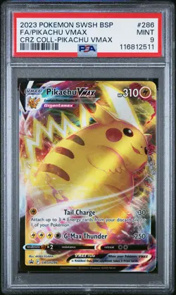 2023 POKEMON SWSH BLACK STAR PROMO #286 FULL ART/PIKACHU VMAX PSA 9 - Image 1