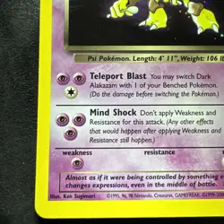 Dark Alakazam TCG 1/82 Unlimited Holo Rare 2000 Vintage Pokemon Card MP - Image 4