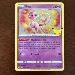 MEW 25th Anniversary Celebrations Holo Rare Pokemon Card TCG 011/025 NM - Image 1