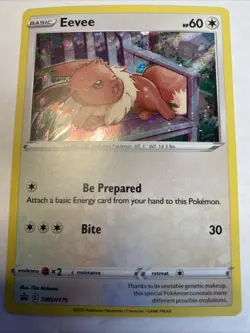 Pokemon TCG Eevee SWSH175 Black Star Promo Rare Holo Card (back scratched) - Image 1