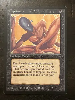 Magic MTG Legends Imprison Excellent LP Banned DISAVOWED CARD 1994 - Image 1