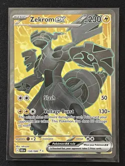 Pokemon TCG Black Bolt Zekrom EX Ultra Rare Holo Card 158/086 - Image 1