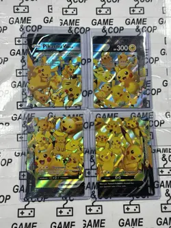 POKEMON! Pikachu V-Union SwSH Black Star Promo Set of 4 NM - TOP LOADER - Image 1