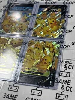 POKEMON! Pikachu V-Union SwSH Black Star Promo Set of 4 NM - TOP LOADER - Image 3