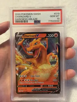 2020 POKEMON SWORD & SHIELD DARKNESS ABLAZE #019 CHARIZARD V PSA 10 - Image 1
