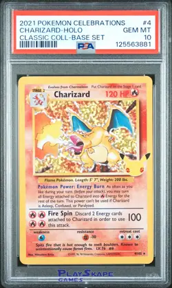 Pokemon Card PSA 10 Charizard 4/102 Celebrations Base Set Classic Holo 2021 #1 - Image 1