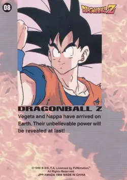 1996 Dragon Ball Z DBZ Card #08 Vegeta and Nappa HOLO FOIL JPP/Amada TCG MP - Image 2
