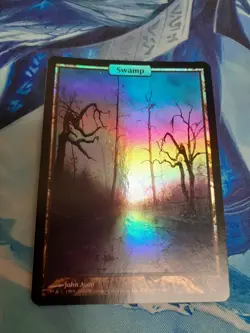 MTG Swamp Full Art Foil Unhinged English Play Used - Image 1