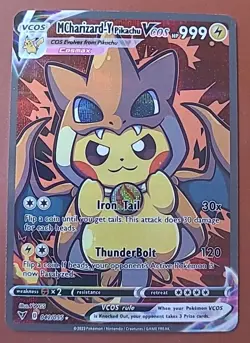 Pokemon - M Charizard-Y Pikachu VCOS Cosplay Custom Fan Art Holographic card - Image 1