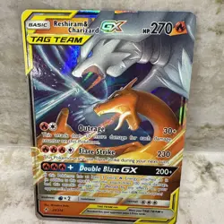 Pokemon Reshiram & Charizard GX Holo Card 20/214 Unbroken Bonds - Image 1