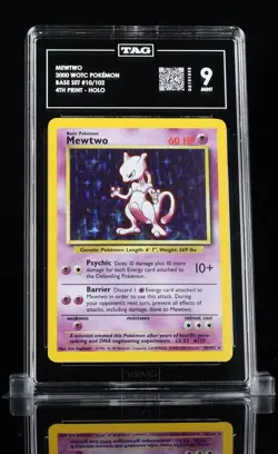 Mewtwo #10 Holo 4th Print 1999-2000 Base Set Pokemon Card TAG 9 MINT 924 Pop 1 - Image 1