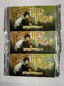Harry Potter and the Sorcerers Stone Movie Trading Cards 2001 New Sealed Pack X3 - Image 1
