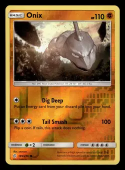 Onix 105/236 Reverse Holo S&M Cosmic Eclipse Pokemon Card - Image 1