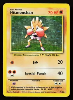 Hitmonchan 7/102 Holo Rare Base Set Pokemon Card - Image 1
