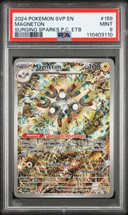 2024 POKEMON SVP SURGING SPARKS POKEMON CENTER ETB PROMO #159 MAGNETON PSA 9 - Image 1