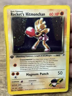 Rocket's Hitmonchan 1st Edition Holo Gym Heroes 11/132 WOTC Pokemon TCG HP-DMG - Image 3