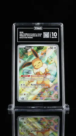Prismatic Evolutions #173 Eevee TAG 10 GEM MINT POKEMON CENTER ETB STAMP LOGO - Image 1