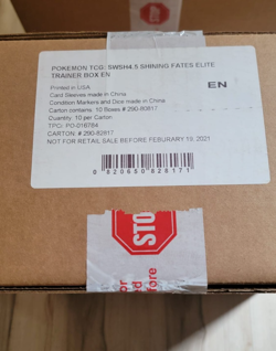 SEALED Pokemon TCG Shining Fates Elite Trainer Box Case 10x ETBs Original Print 820650808173 - Image 2