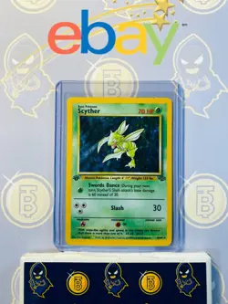 Scyther 10/64 1st Edition MP Played Jungle Set 1999 Pokemon Card Holo Rare - Image 1