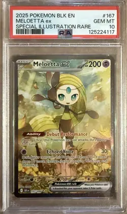 Pokemon TCG Meloetta-EX Sir Black Bolt Card 167/086 PSA 10 English - Image 1