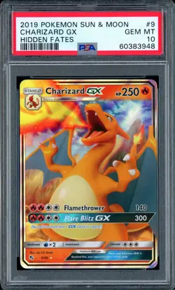 2019 Pokemon Sun & Moon Hidden Fates Charizard GX Holo Card #9/68 PSA 10 Rare - Image 1